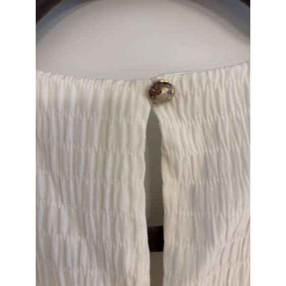 NWT Tommy Hilfiger Women Ivory Smocked Ruffle Hem Shift Dress Size 6 - Picture 5 of 8